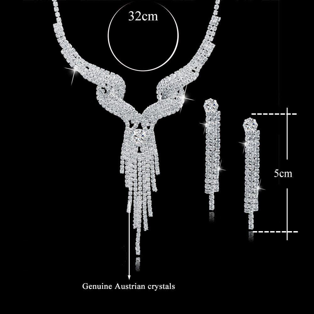Wedding Jeweler Set. Crystal Bridal Jewelry Sets For Women. Long Tassel Statement Necklace/Earrings Set .# NP - Image 3