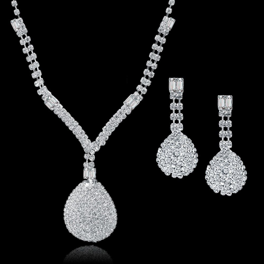 Wedding Jeweler Set. Crystal Bridal Jewelry Sets For Women. Long Tassel Statement Necklace/Earrings Set .# NP - Image 5