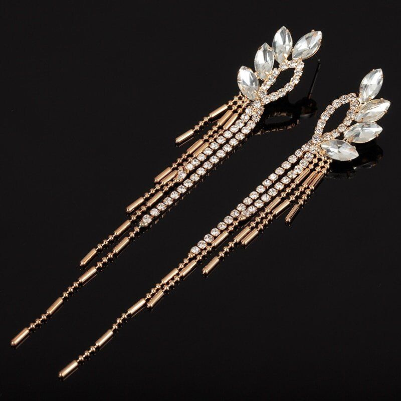New Arrive Fashion Jewelry, Rhinestone Tassel Long Drop Earrings for Women, Fashion Jewelr,y Engagement ,Wedding Gift. #NP - Image 2