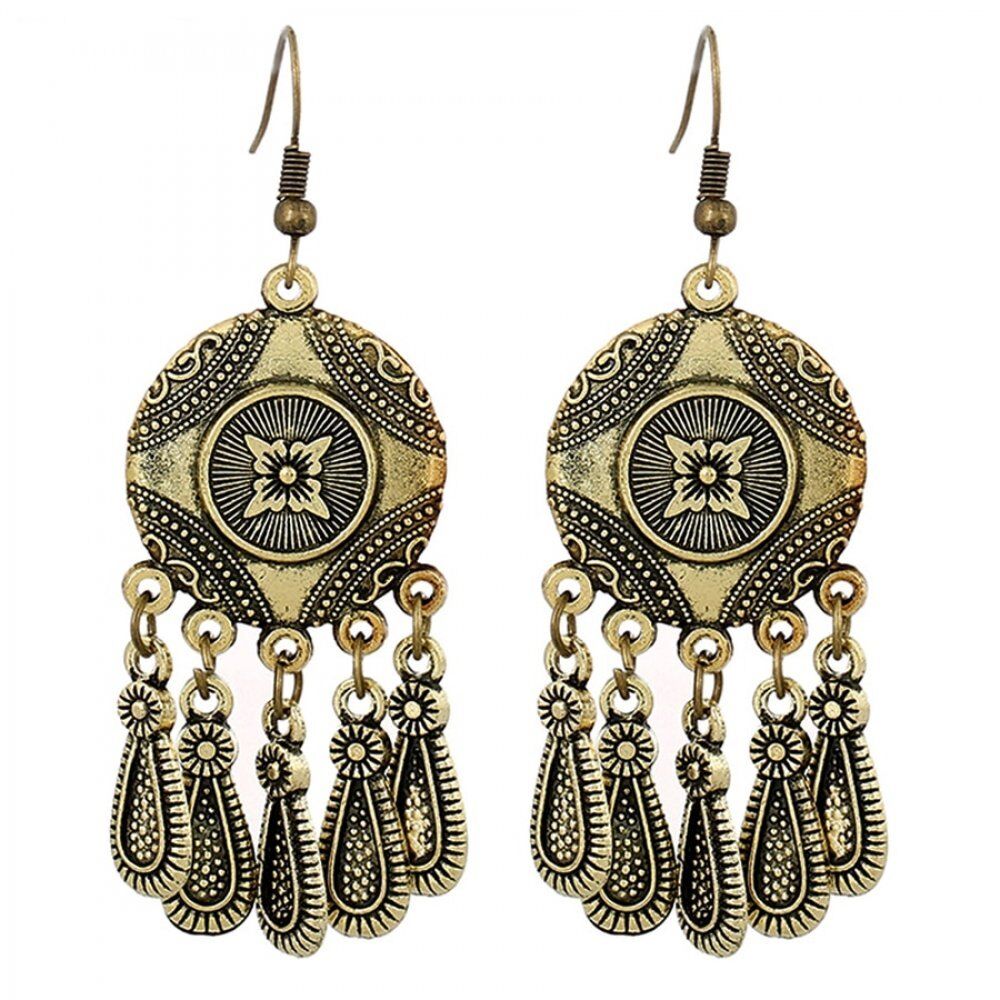 NEW Ethnic Water Drop Earrings for Women, Fashion Jewelry, Vintage Bronze Coin, Tassel Long Earring . # NP