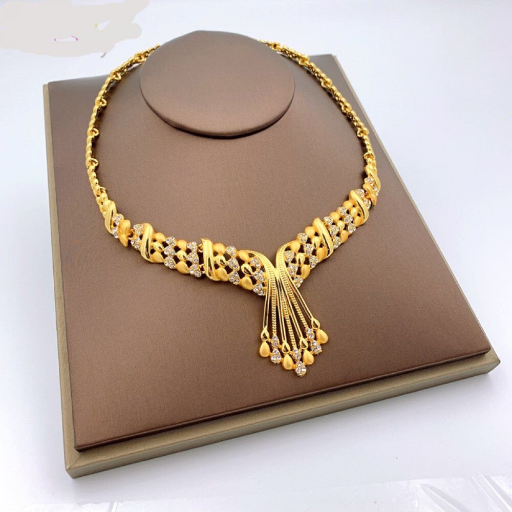 Dubai Gold Bridal jewelry sets for Women. Bracelet. Earrings. Crystal Ring Jewelry Sets.# NP - Image 2