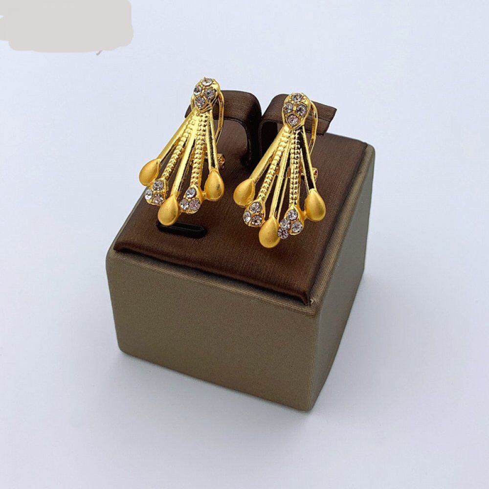 Dubai Gold Bridal jewelry sets for Women. Bracelet. Earrings. Crystal Ring Jewelry Sets.# NP - Image 4
