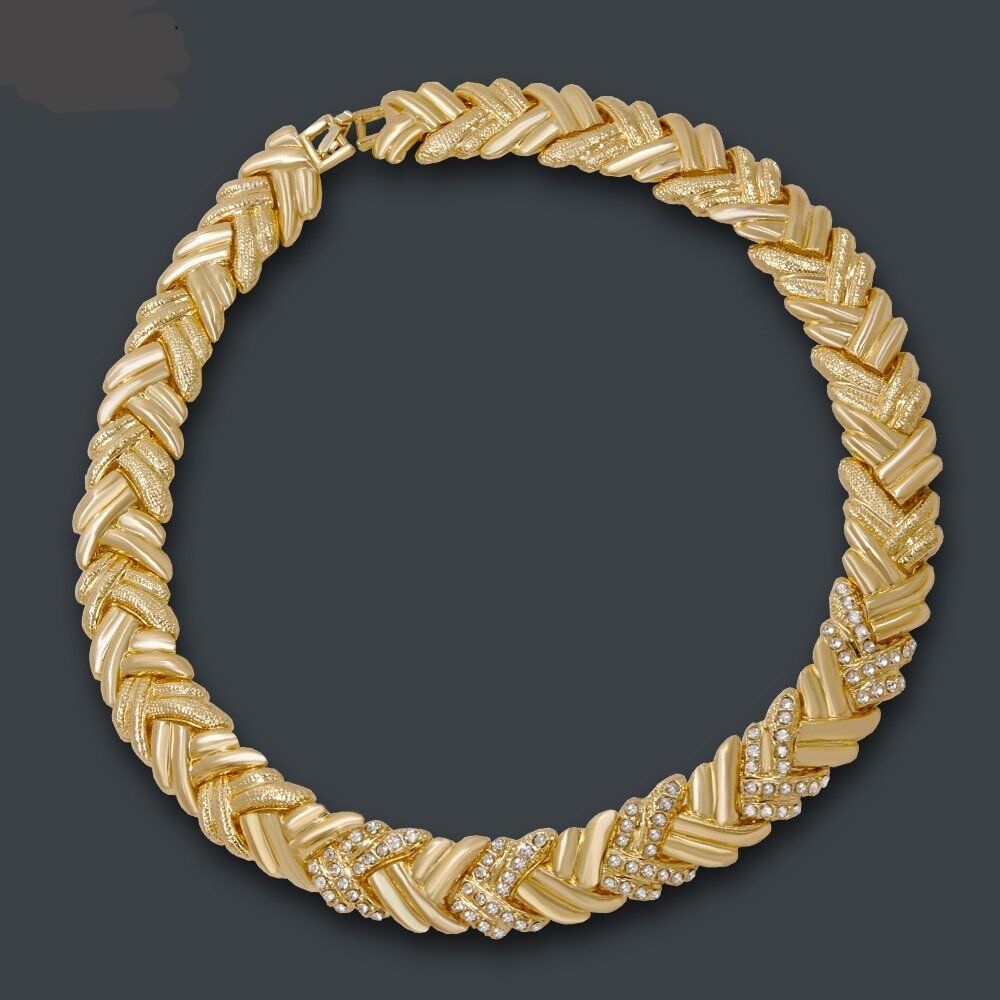 Dubai Gold Jewelry Sets. Crystal Necklace .Bracelet . Wedding Party .Women Fashion Jewelry Set.# NP - Image 2