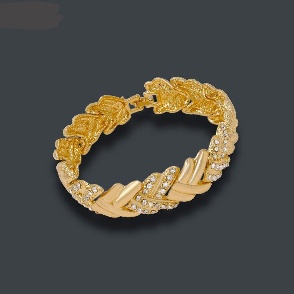 Dubai Gold Jewelry Sets. Crystal Necklace .Bracelet . Wedding Party .Women Fashion Jewelry Set.# NP - Image 3