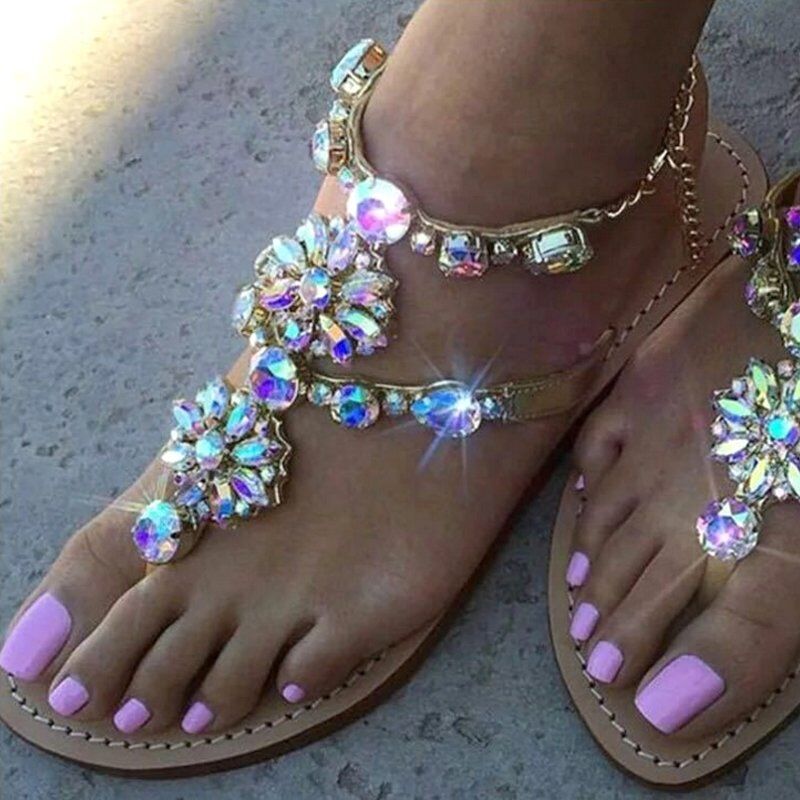 2020 Vintage Boho Sandals, Women Leather Beading Flat Sandals, Women Bohemia Beach Sandals, Shoes Plus Size ,Summer Fashion Woman. #NP