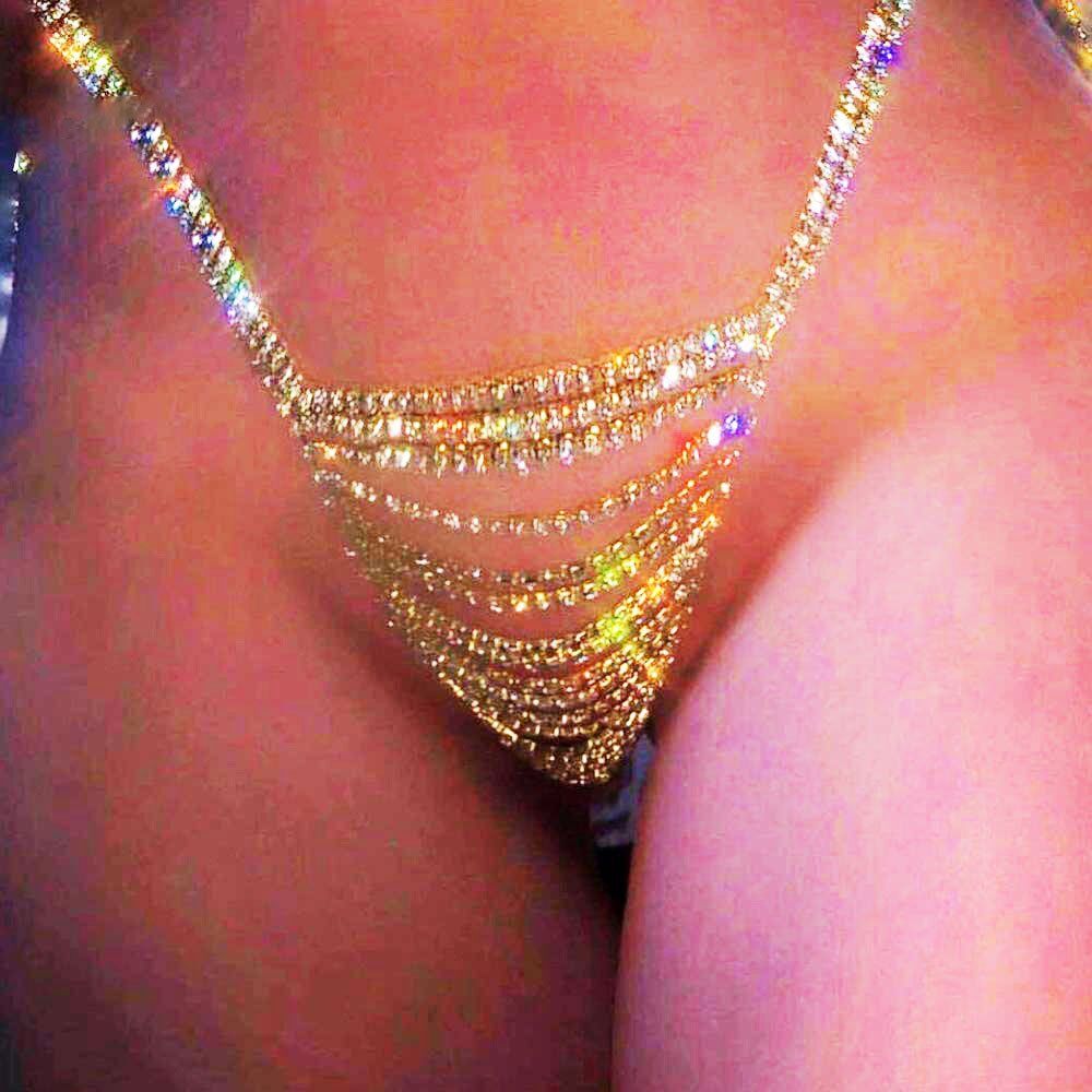 Sexy Underwear , Thong Panties , Crystal Body Chain, Valentine's Day , Rhinestone Adjustable Body Jewelry For Women .#NP - Image 6