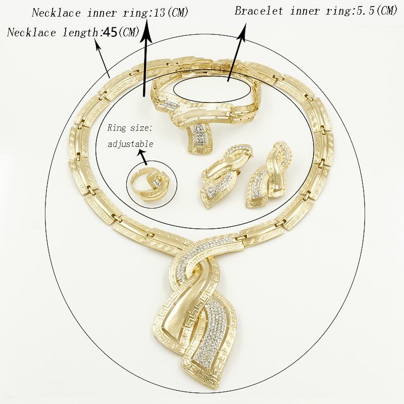 Fashion African Dubai Gold Jewelry , Nigerian Crystal Necklace Hoop Earrings Women . Italian Bridal Jewelry Sets . Wedding Accessories. #NP - Image 5