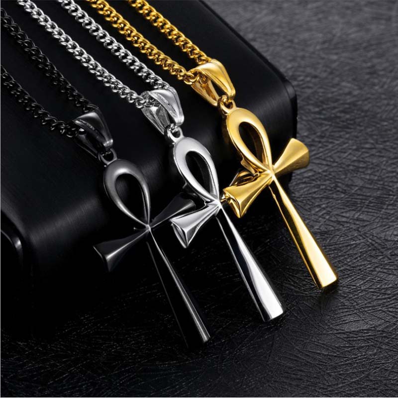 Religion Egyptian Ankh Crucifix Necklaces , Pendants Stainless Steel Symbol of Life , Cross Necklaces. #NP - Image 2