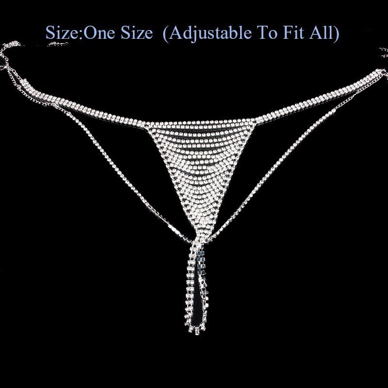 Sexy Underwear , Thong Panties , Crystal Body Chain, Valentine's Day , Rhinestone Adjustable Body Jewelry For Women .#NP - Image 3