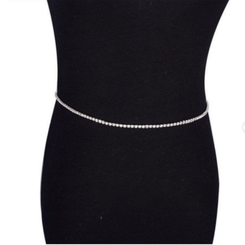 Rhinestone Letter Waist Chain , Belt Silver for Women, Chain Custom Word , ,Crystal Belly Chain . #NP - Image 3