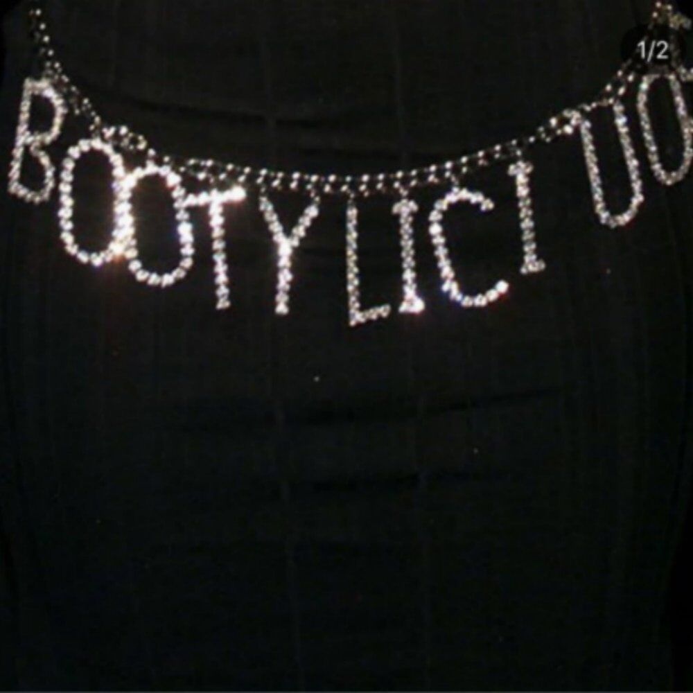 Rhinestone Letter Waist Chain , Belt Silver for Women, Chain Custom Word , ,Crystal Belly Chain . #NP - Image 4