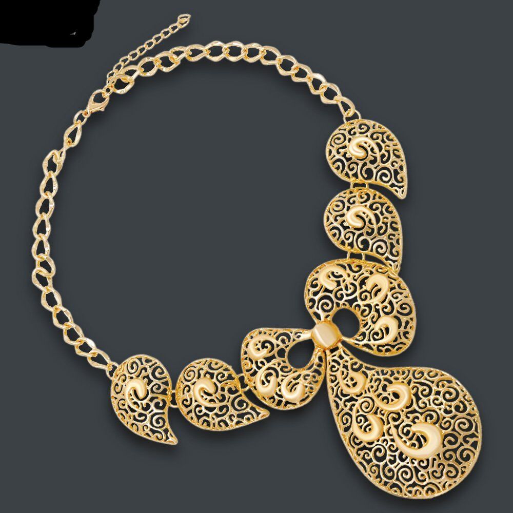 Dubai Gold Jewelry Sets for Women, Bridal Jewelry Butterfly Necklace Earrings Fashion .#NP - Image 2