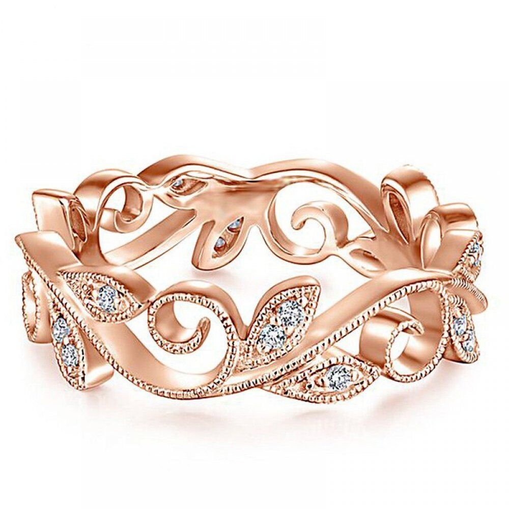 Original Cirrus Leaves Rings for Women , Rose, Golden, Silver Plated , Zircon Fashion Party Ring . #NP