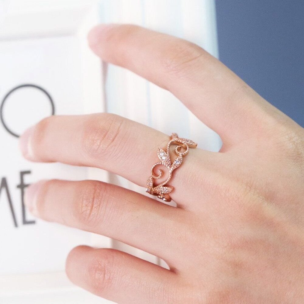 Original Cirrus Leaves Rings for Women , Rose, Golden, Silver Plated , Zircon Fashion Party Ring . #NP - Image 2