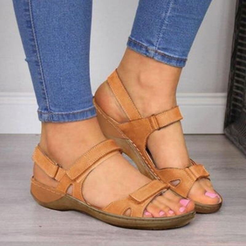 2020 New Women Sandals, Soft Three Color Stitching Ladies Sandals, Comfortable Flat Sandals, Open Toe Beach Shoes .#NP - Image 2