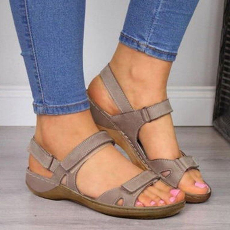2020 New Women Sandals, Soft Three Color Stitching Ladies Sandals, Comfortable Flat Sandals, Open Toe Beach Shoes .#NP - Image 3
