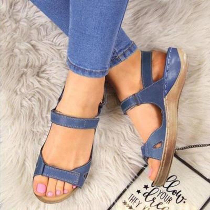 2020 New Women Sandals, Soft Three Color Stitching Ladies Sandals, Comfortable Flat Sandals, Open Toe Beach Shoes .#NP - Image 4