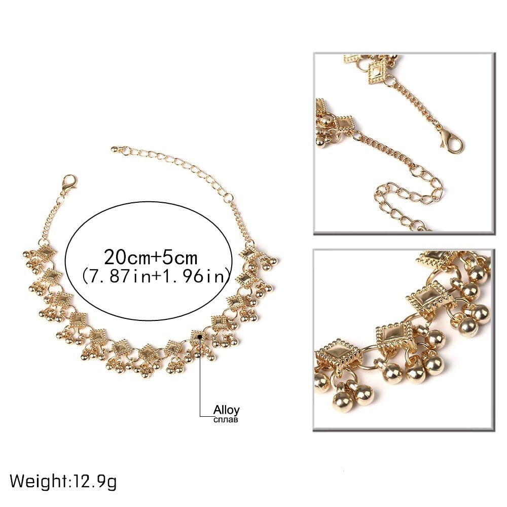 Bohemian Bells Tassel Pendant Anklet, Bracelet Sandal , Barefoot Girl Jewelry , Beach Bell Bead Anklets Gift.#NP - Image 3
