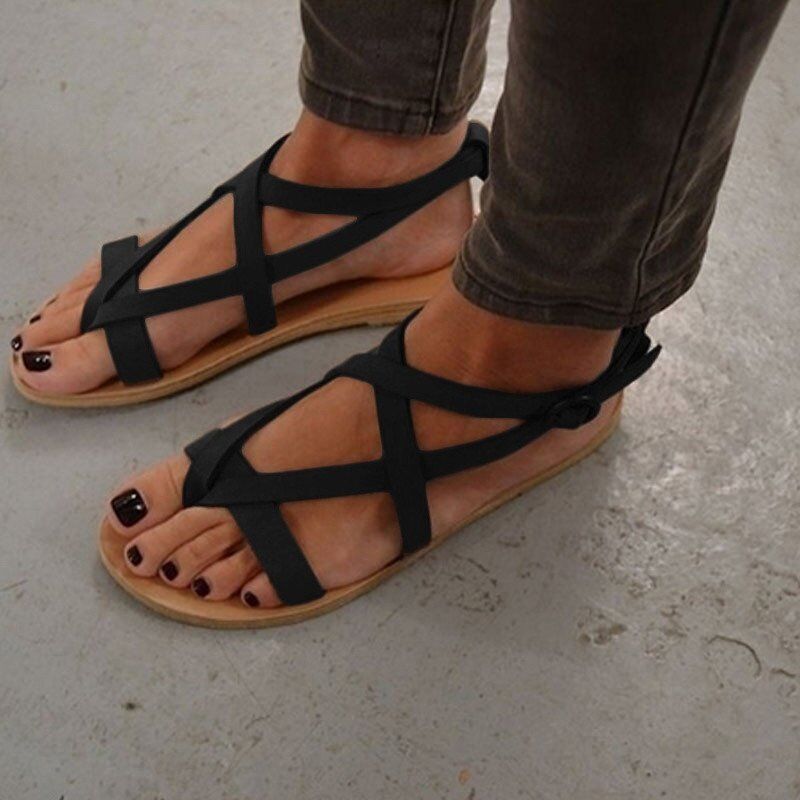 Women Summer, Gladiator Flat Heels , Closes Strap Sandal ,Shoes Ladies Big Size 35-43.#NP
