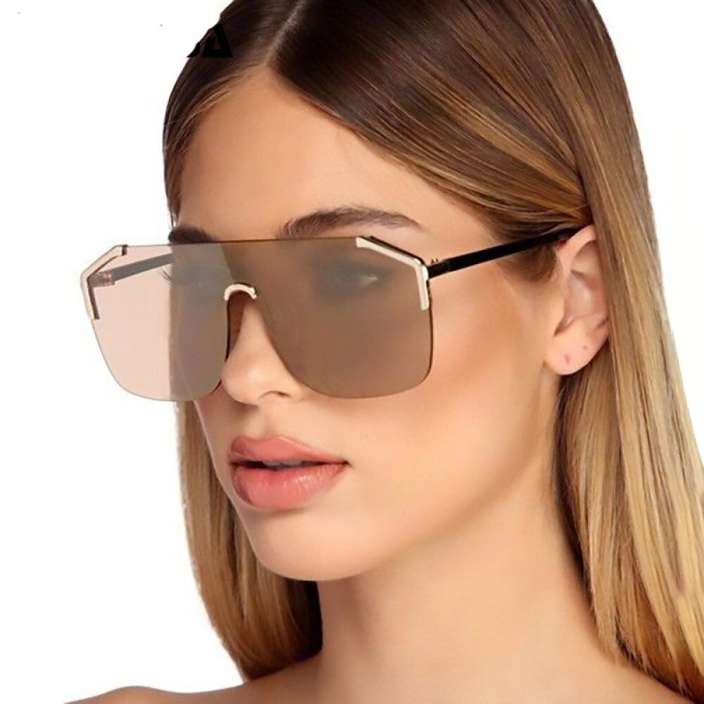 DENISA Blue Oversized Rimless Sun Glasses Men New 2019 One Piece Lens Shield Sunglasses Ladies UV400 gafas de sol mujer G22071 - Image 3
