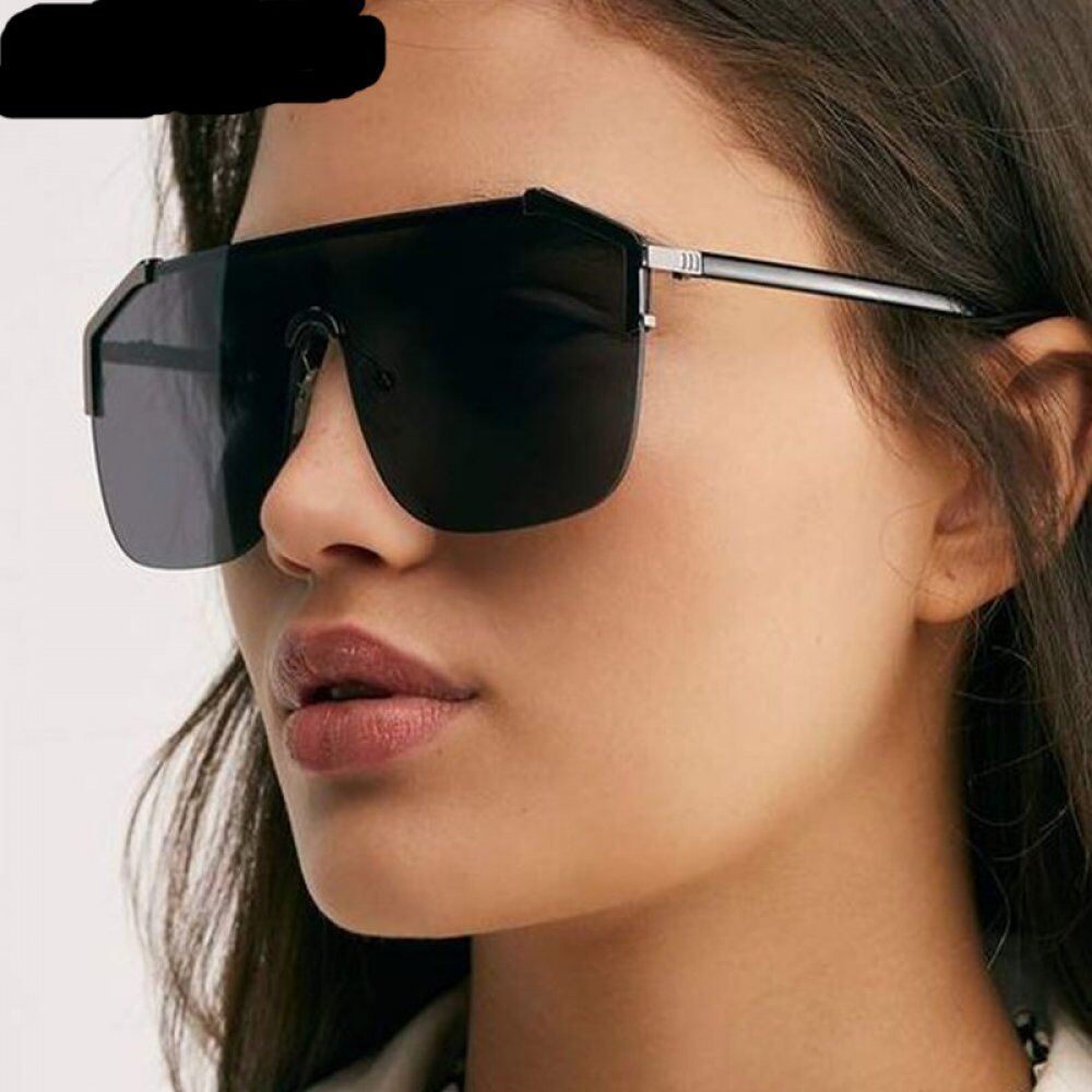 DENISA Blue Oversized Rimless Sun Glasses Men New 2019 One Piece Lens Shield Sunglasses Ladies UV400 gafas de sol mujer G22071 - Image 4
