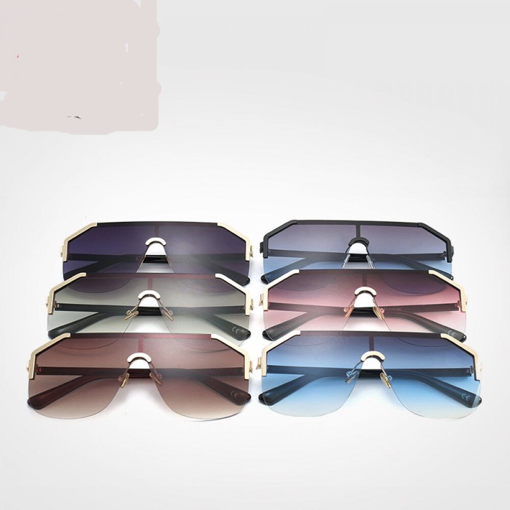 DENISA Blue Oversized Rimless Sun Glasses Men New 2019 One Piece Lens Shield Sunglasses Ladies UV400 gafas de sol mujer G22071 - Image 5