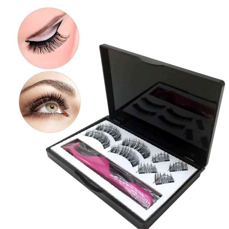 8Pcs/box Black 3D Magnetic Eyelashes with Eyelashes Clip 3 Magnets, Magnetic False Eye Lashes , Extension Tool #NP - Image 2