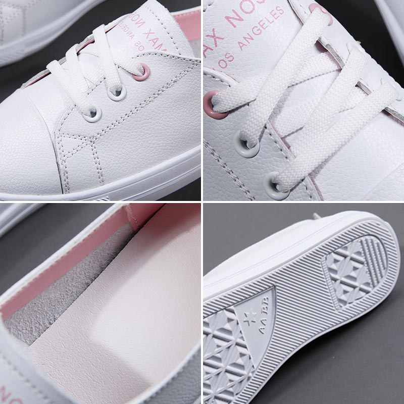 Women White Shoes, Flats Sneakers Ladies, PU Leather Slip On Soft Flat, Woman Comfort Casual New Fashion #NP - Image 6