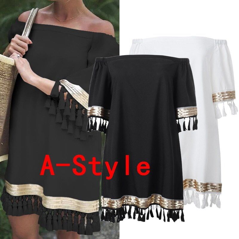 2020 Summer Sundress , Women Sexy Off Shoulder , Party Dress, Female Vintage Mini Dress , Holiday Casual Plus Size 5XL.#NP - Image 3