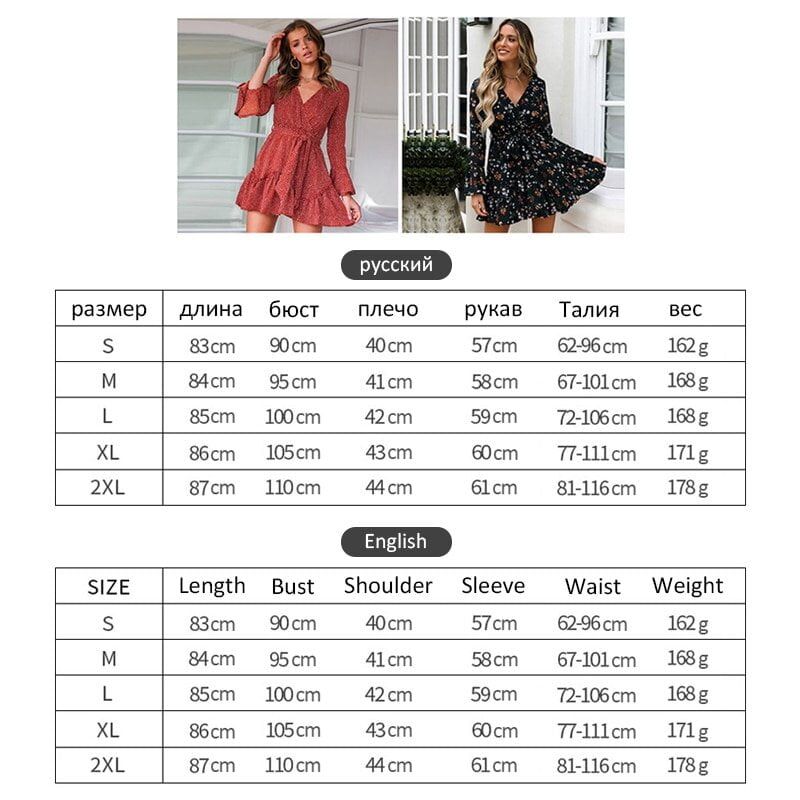 Women Autumn Long Sleeve , Sexy Mini Dresses ,Flower Ladies Casual, V-Neck Short Summer Dresses 2020. #NP - Image 3