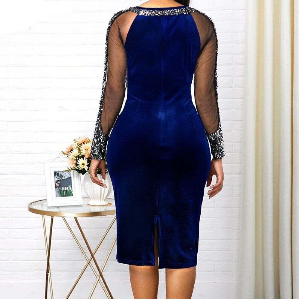 Summer , Autumn Dress Women 2020 , Casual Plus Size , Mesh Long Sleeve, Office Lady , Sequined Vintage , Sexy Party Dresses , Bodycon Dress. #NP - Image 6