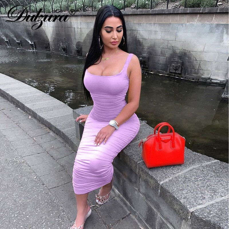 Women midi shirt dress , bodycon sexy , sleeveless , elegant party , backless streetwear, 2020 spring , summer, clothes club #NP - Image 4