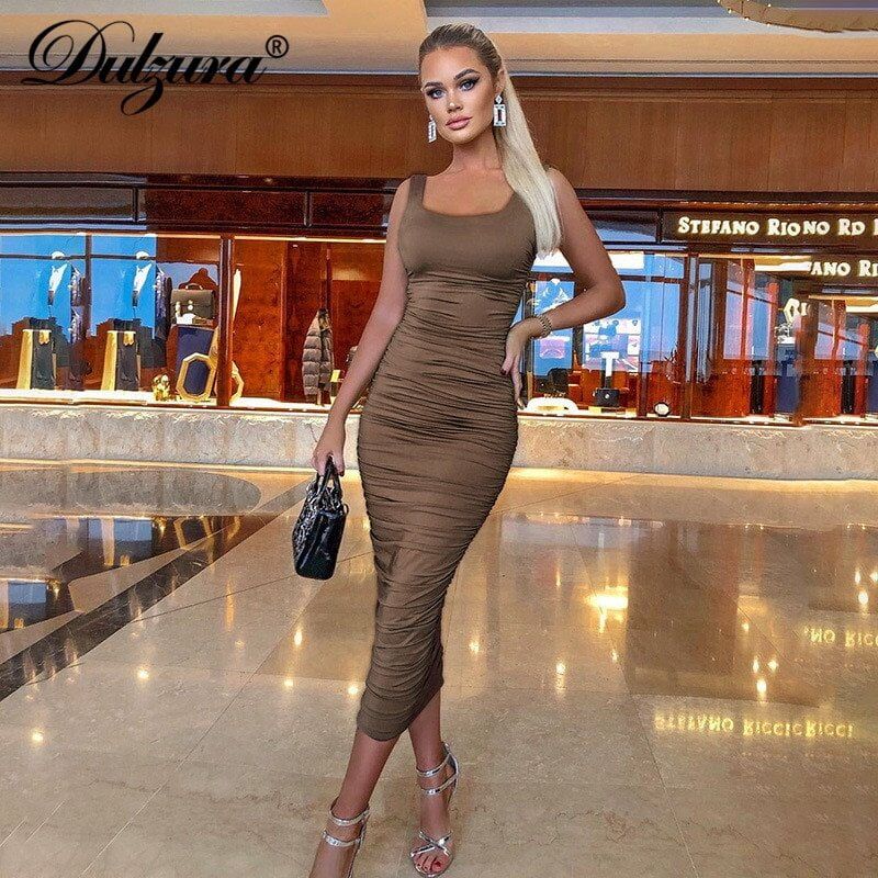 Women midi shirt dress , bodycon sexy , sleeveless , elegant party , backless streetwear, 2020 spring , summer, clothes club #NP - Image 5