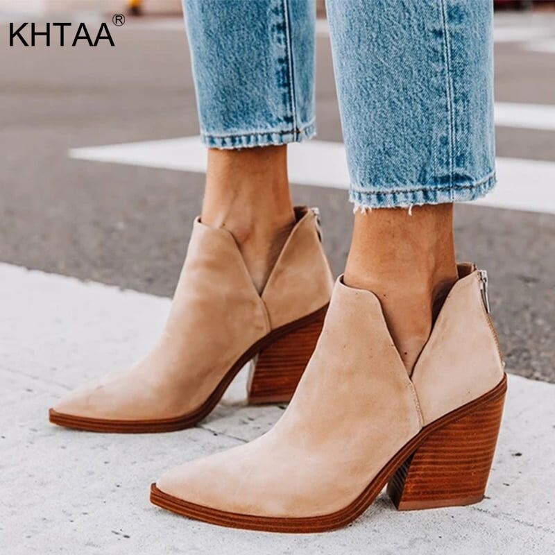 2021 Women Ankle Boots, Fashion Boots For Woman , Autumn ,Winter Pointed Toe, High Heels ,Zipper Female Shoes ,Booties for Females #NP - Image 2
