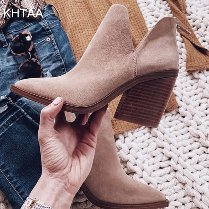2021 Women Ankle Boots, Fashion Boots For Woman , Autumn ,Winter Pointed Toe, High Heels ,Zipper Female Shoes ,Booties for Females #NP - Image 3