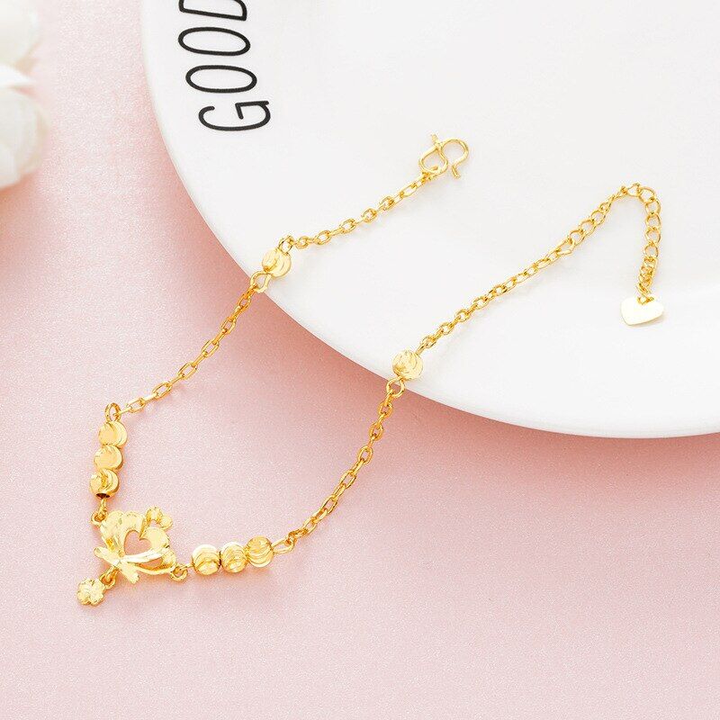 24K gold Bracelet on the leg , beads Ankle Bracelets For Women , Crown Barefoot , anklets Jewelry, Legs Chain jewelry #NP - Image 4