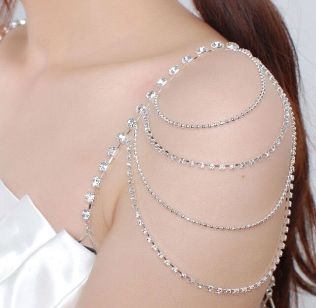 Noble tassel shoulder chain , dense rhinestone lingerie bra , straps bride wedding shoulder chain #NP - Image 2