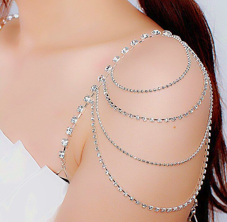 Noble tassel shoulder chain , dense rhinestone lingerie bra , straps bride wedding shoulder chain #NP - Image 3