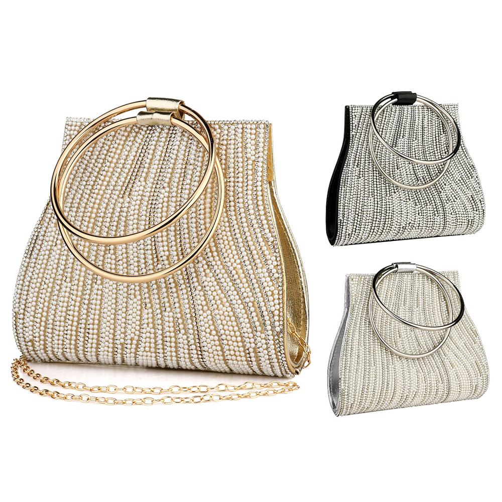 Woman Evening Bag, Diamond Rhinestone Clutch, Crystal Day Lady Wallet , Wedding Purse , Party Banquet , Silver Handbags #NP - Image 6