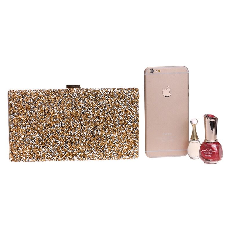 Women Evening Clutch, Bag Diamond , Sequin Clutch , Female Crystal Clutch , Wedding Purse, Party Banquet, Black/gold Silver Two Chain #NP - Image 3