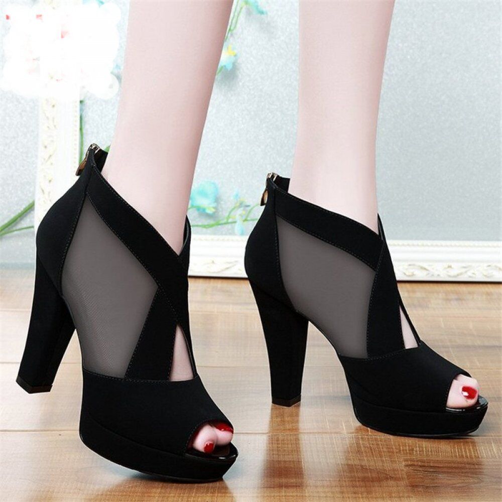 Gladiator Sandals , Women Shoes, Sexy Peep Toe Pumps Cross, Women's Blue Mesh , Ladies Shoe, High Heels Wedding Plus 35-40 # NP - Image 3
