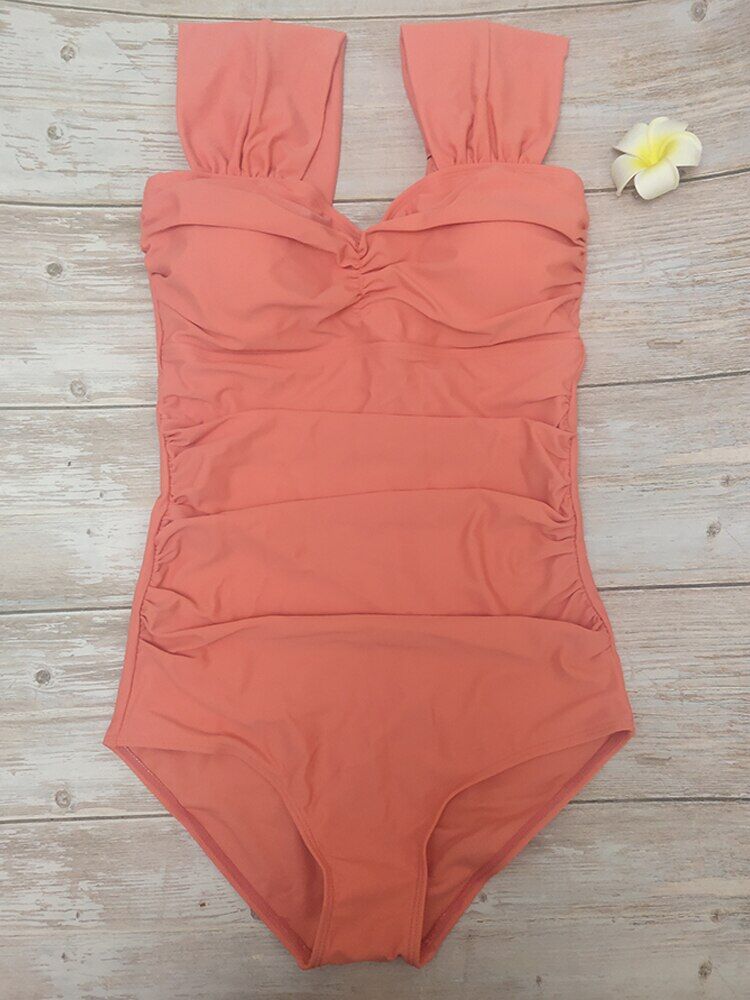 2021 New Korean Women Triangular One-piece , Sexy Swimsuit Steel-free, Pure Color, Rushed Short Sleeves Swimwear Backless # NP - Image 6