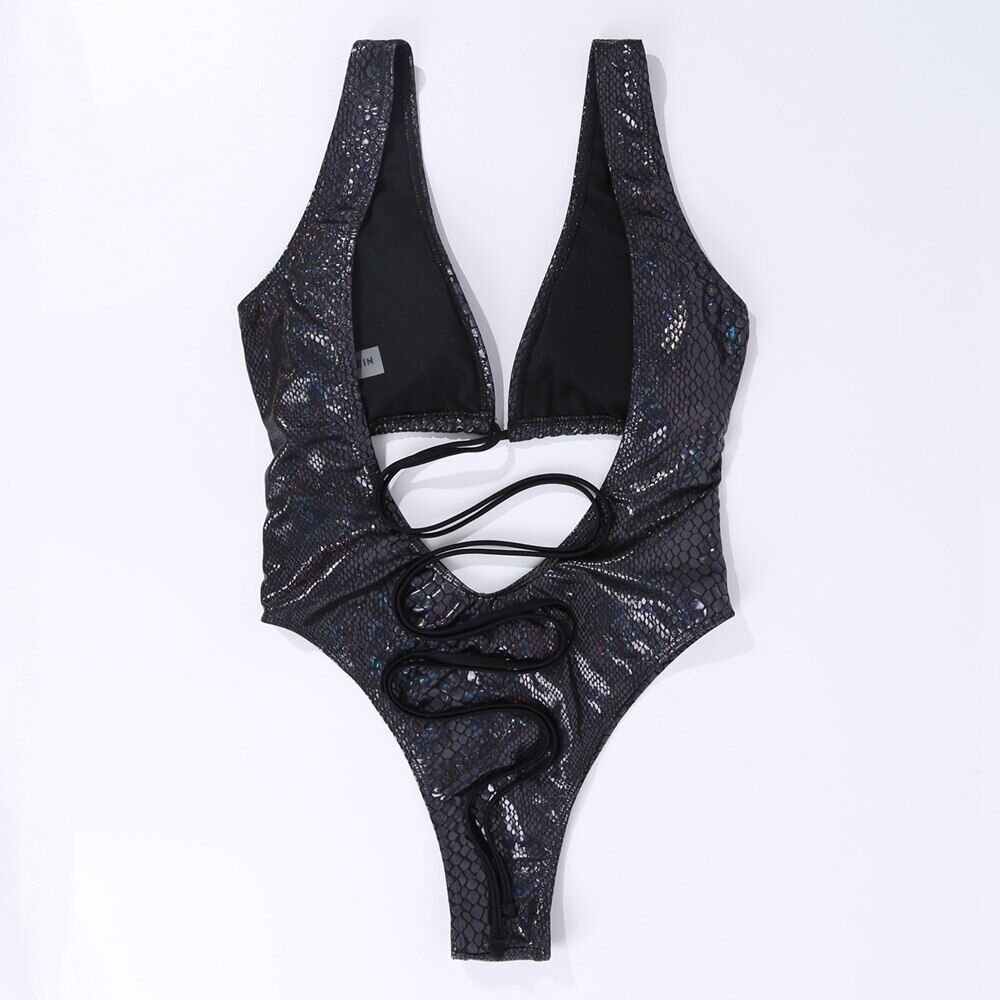 2021 Lady One Piece Swimsuit , Bandage Hollow Out Swimwear , Women Bodysuit Push Up Monokini Backless Bather , Bathing Suit Beachwear . # NP - Image 6