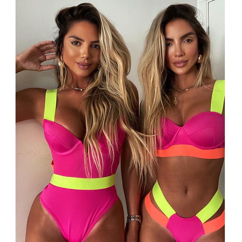 2021 New Sexy Swimwear Women Push Up Swimsuit , Female Color Patchwork One Piece , Bathing Suits , Summer Beach Wear Swimming Suit .# NP