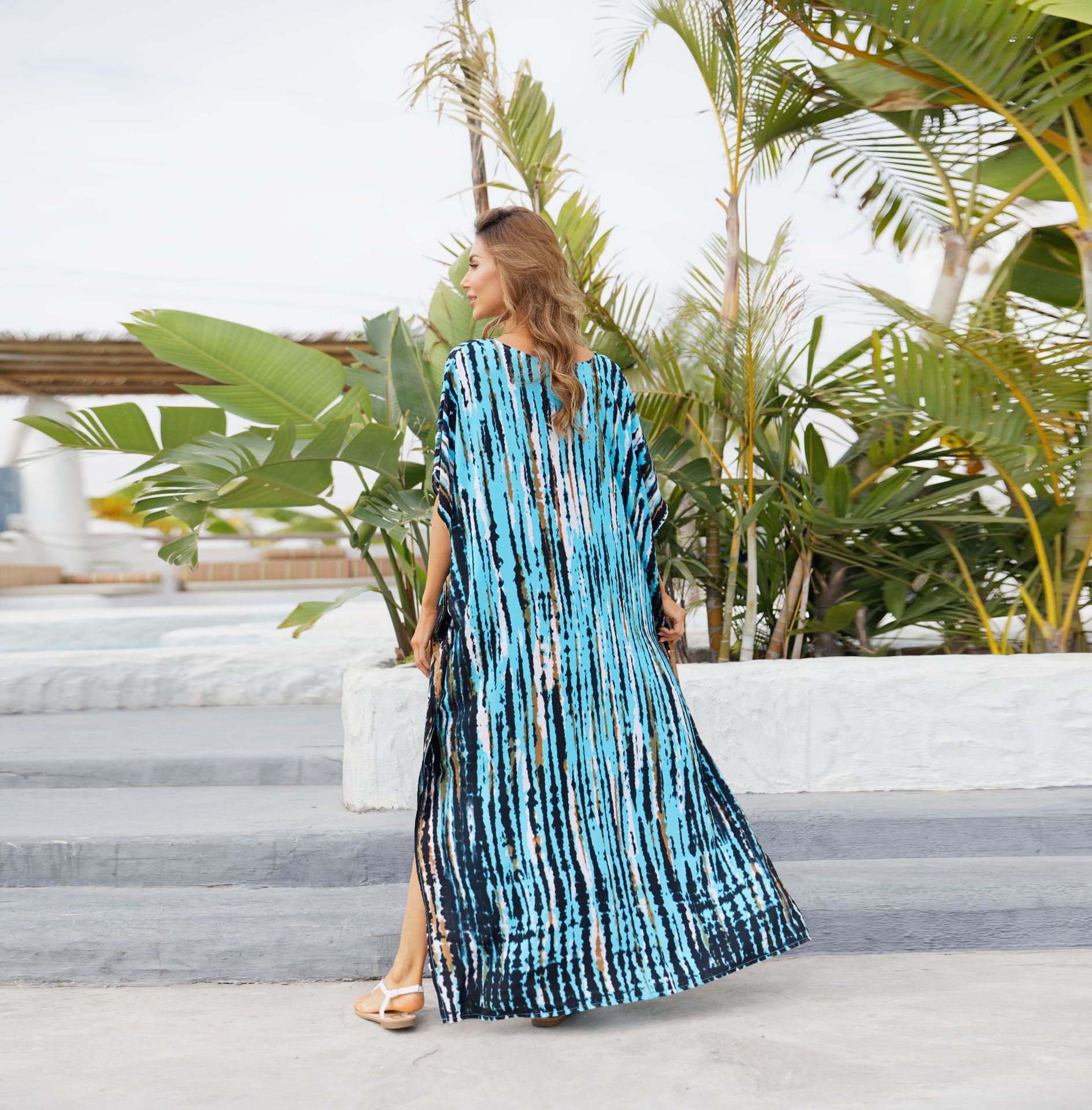 Bikini Cover Up , Women Swimsuit Cover Up , Woman Bath Suit Cover Ups, Casual Caftan , Tunic Maxi 2021 Printed , Beach Dress .# NP - Image 2