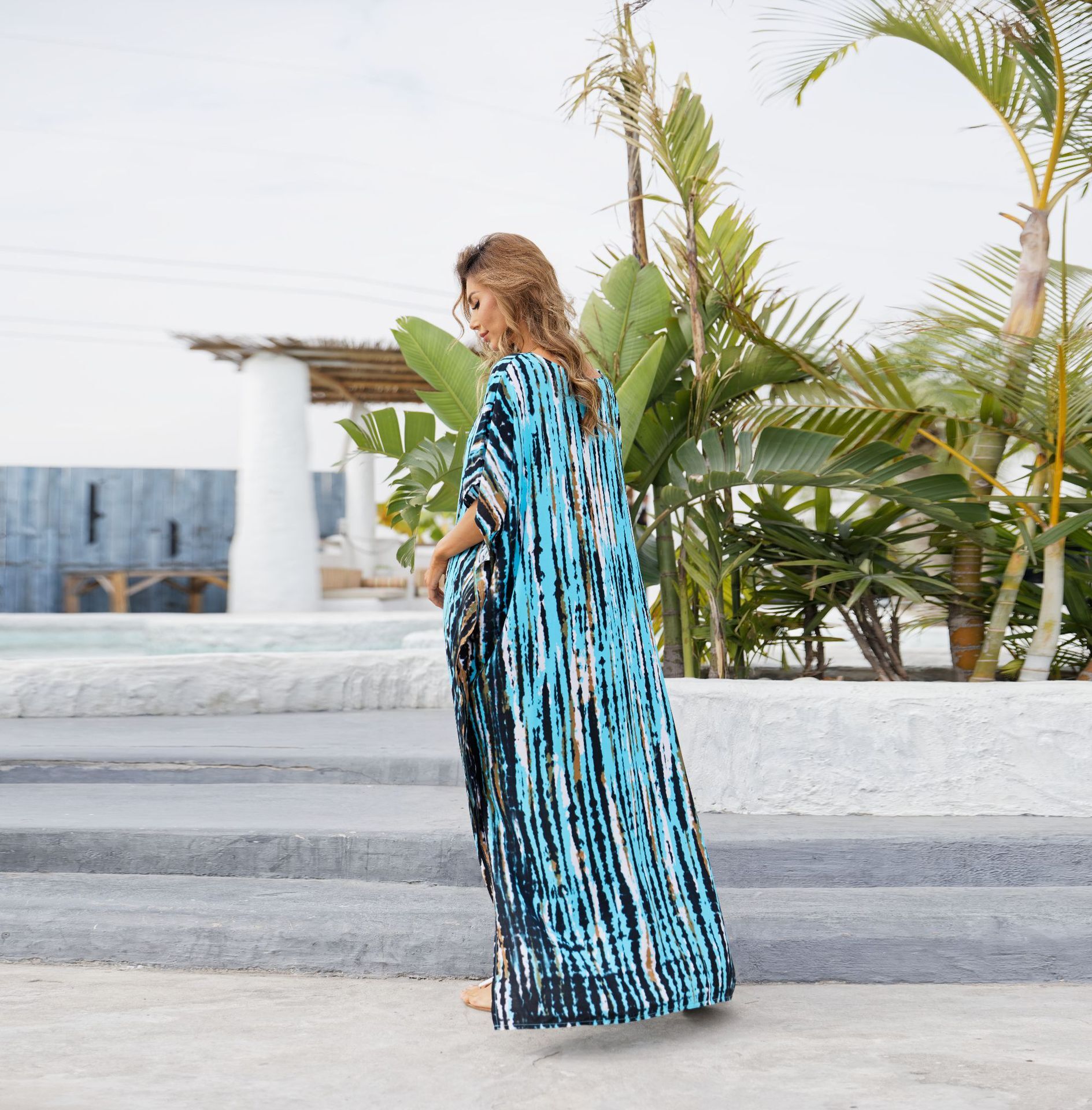 Bikini Cover Up , Women Swimsuit Cover Up , Woman Bath Suit Cover Ups, Casual Caftan , Tunic Maxi 2021 Printed , Beach Dress .# NP - Image 4