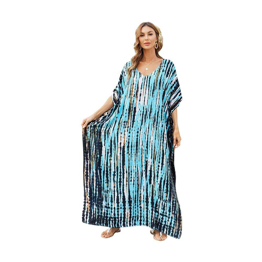 Bikini Cover Up , Women Swimsuit Cover Up , Woman Bath Suit Cover Ups, Casual Caftan , Tunic Maxi 2021 Printed , Beach Dress .# NP - Image 5