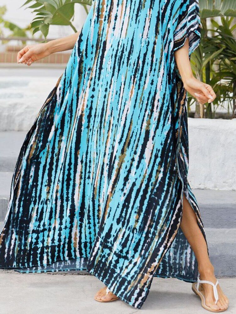 Bikini Cover Up , Women Swimsuit Cover Up , Woman Bath Suit Cover Ups, Casual Caftan , Tunic Maxi 2021 Printed , Beach Dress .# NP - Image 6