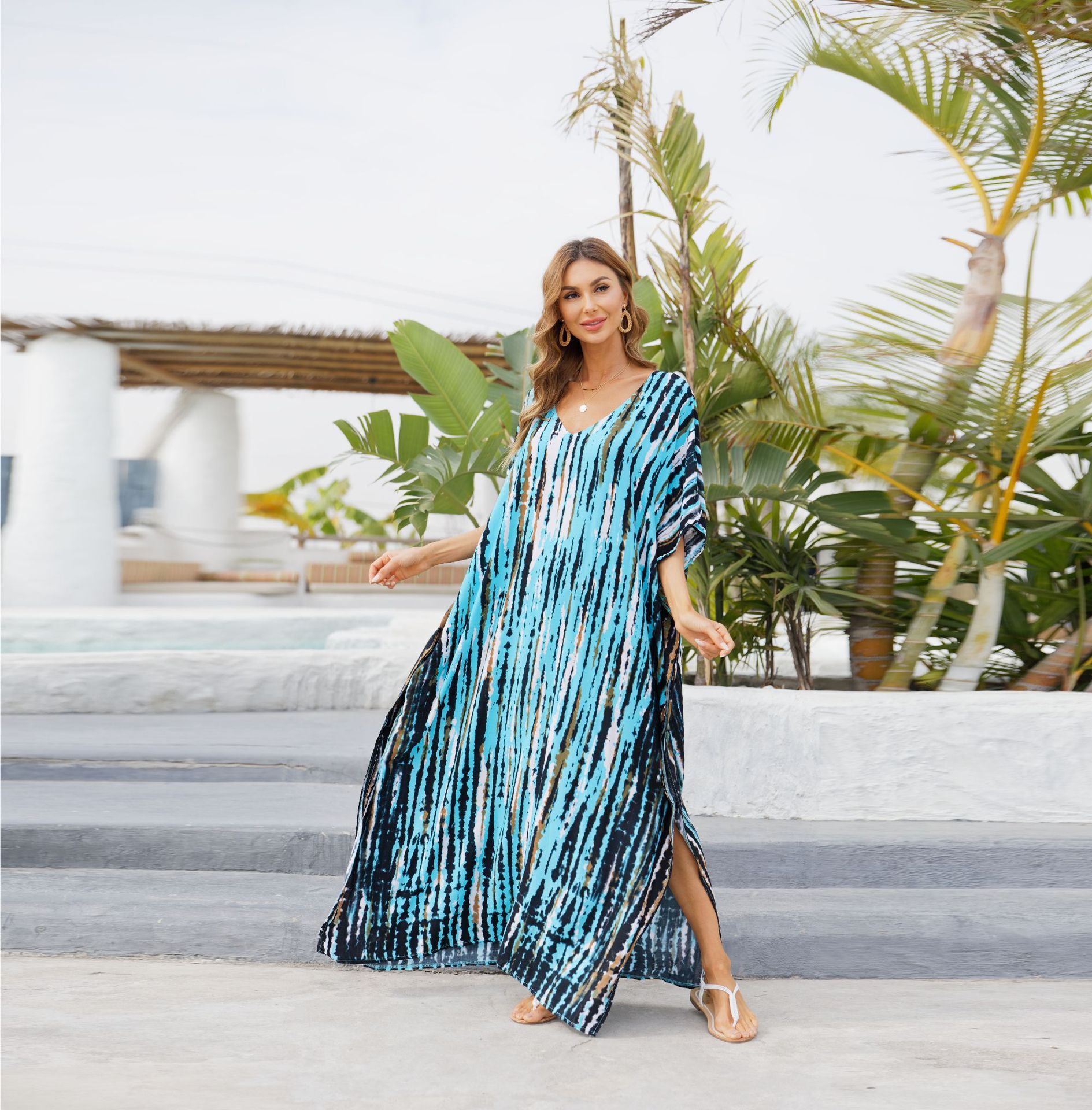Bikini Cover Up , Women Swimsuit Cover Up , Woman Bath Suit Cover Ups, Casual Caftan , Tunic Maxi 2021 Printed , Beach Dress .# NP