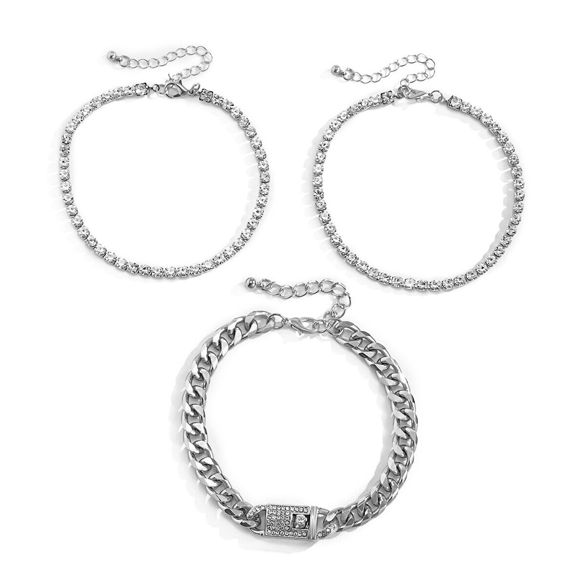 Full Iced Out Rhinestone Anklets , Bracelets Summer Beach , Crystal Anklets On Foot , Barefoot Sandals for Women Jewelry .# NP - Image 3
